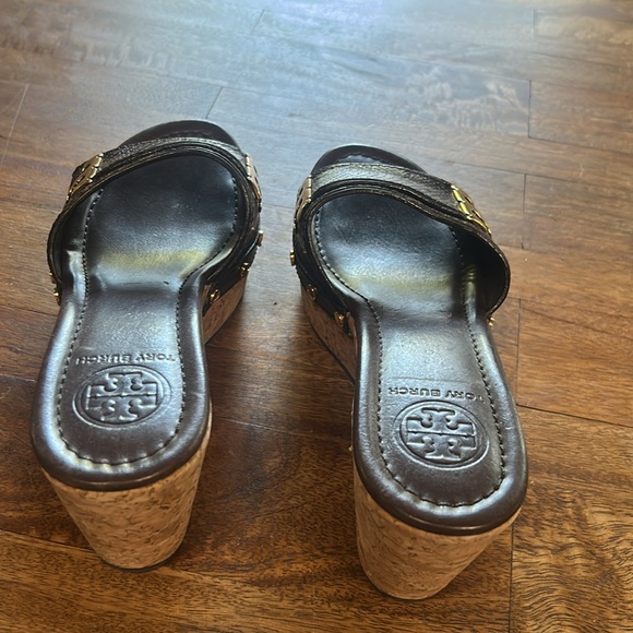 Tory Burch Pamela leather cork wedges slides sandals 8.5 - Picture 4 of 7